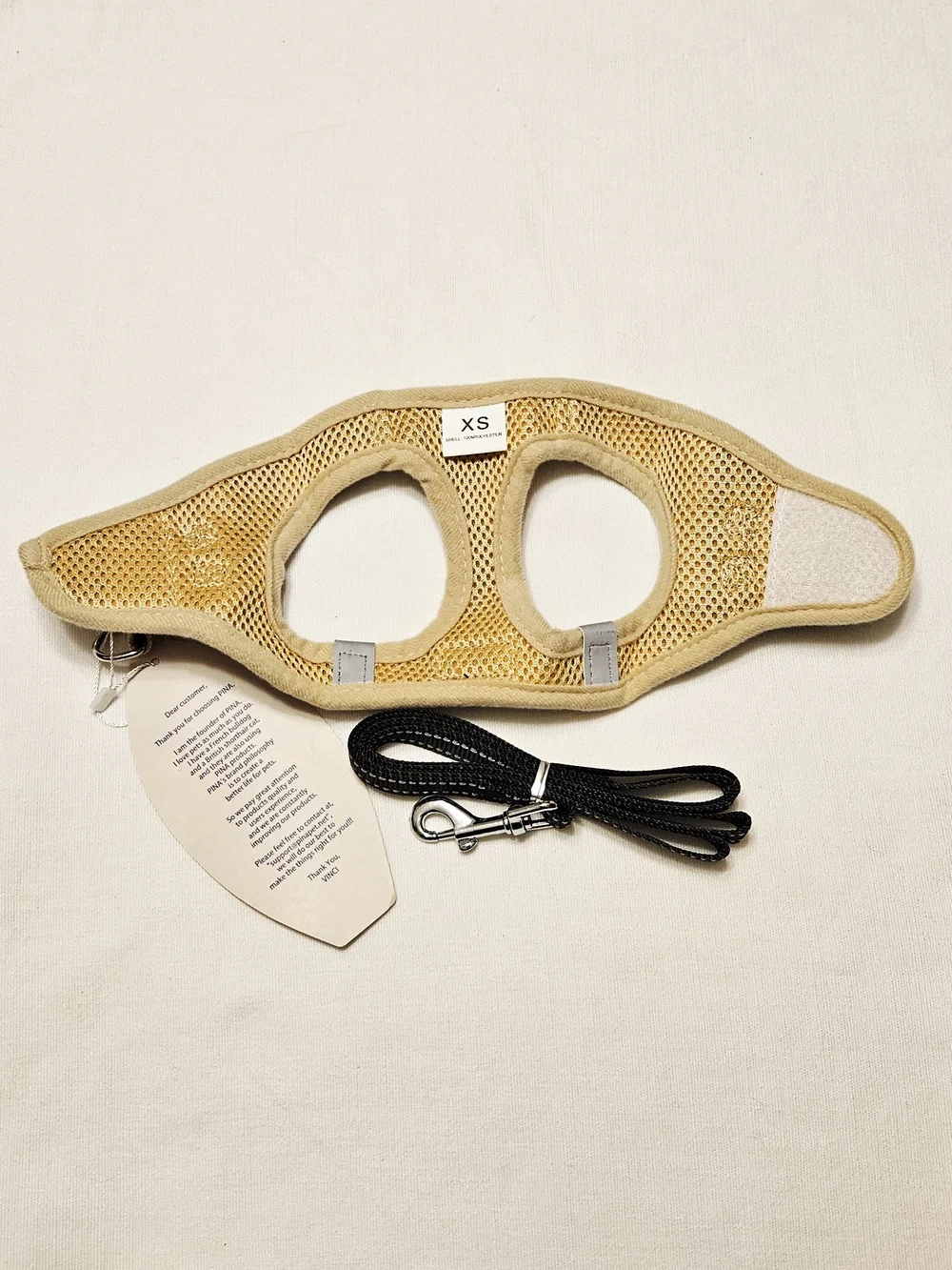 PINA Plaid XS Dog Harness and Leash Set in Beige and Black